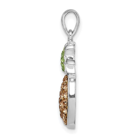 Sterling Silver Pineapple Pendant with Green and Yellow Crystals, Tropical Charm Jewelry for Women