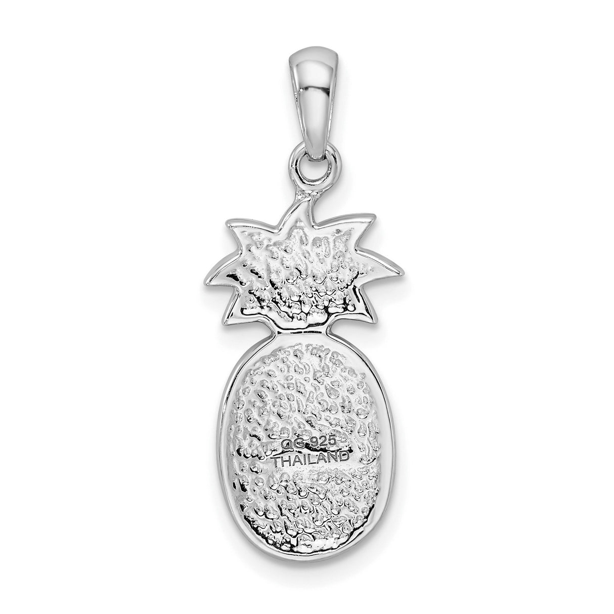 Sterling Silver Pineapple Pendant with Green and Yellow Crystals, Tropical Charm Jewelry for Women
