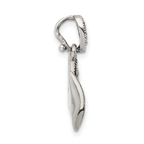 Sterling Silver French Horn Pendant with Marcasite Accents, Vintage Musical Jewelry
