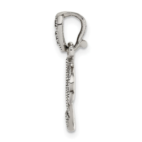 Sterling Silver Double Eighth Note Pendant with Marcasite Accents, Vintage Music Charm