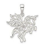 Sterling Silver Unicorn Pendant with Winged Cutout Design, Whimsical Fantasy Jewelry for Women and Teens