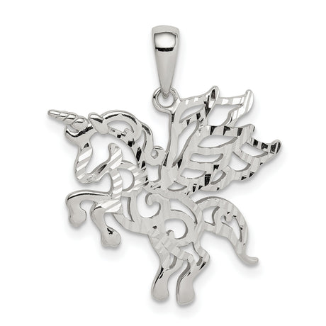 Sterling Silver Unicorn Pendant with Winged Cutout Design, Whimsical Fantasy Jewelry for Women and Teens