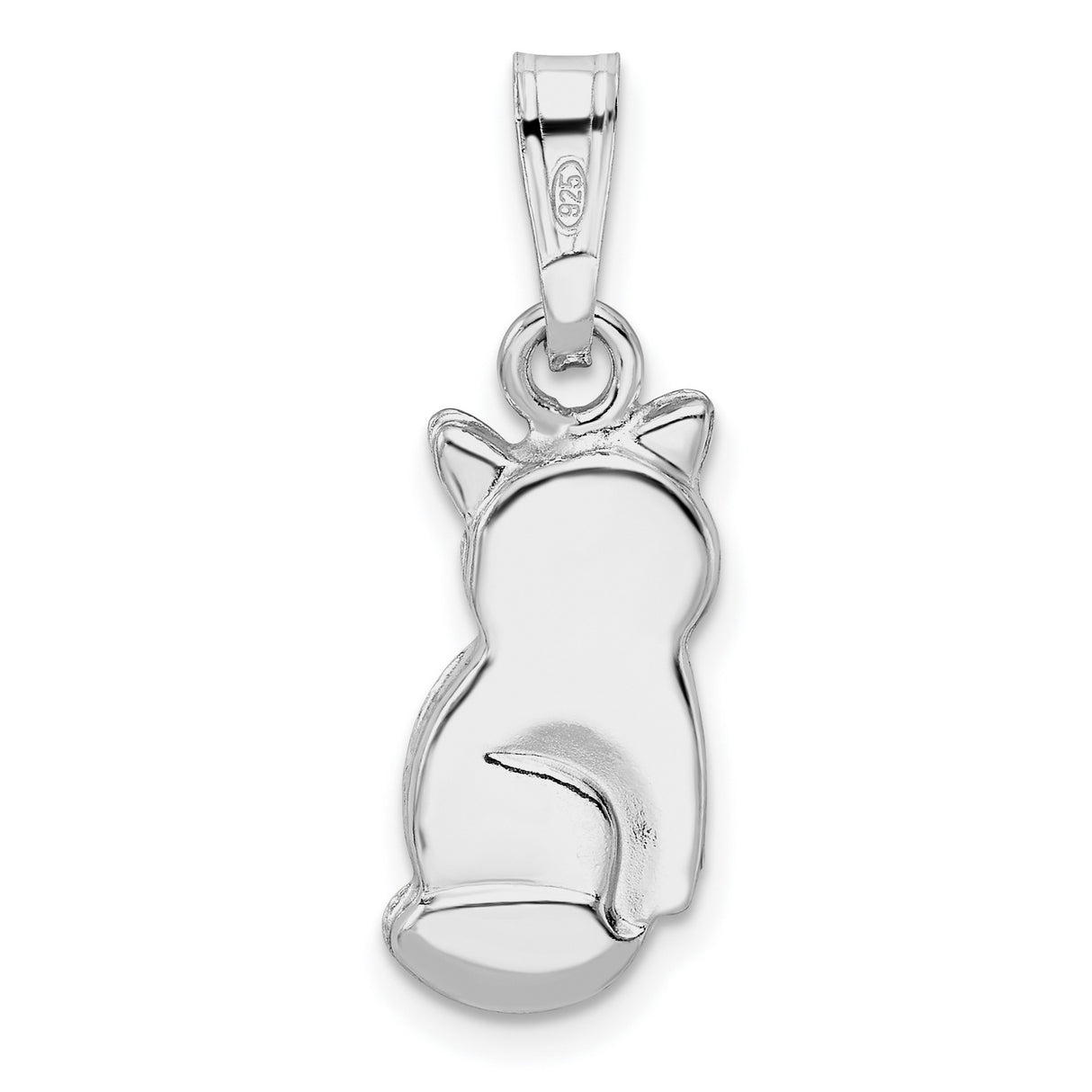 Polished Cat Charm Pendant in Real 925 Sterling Silver