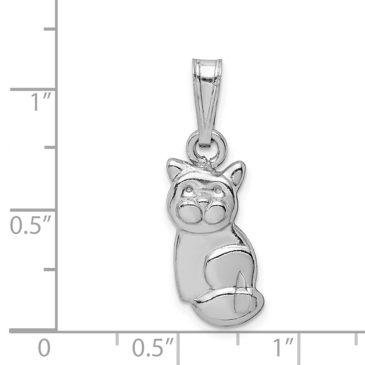Polished Cat Charm Pendant in Real 925 Sterling Silver