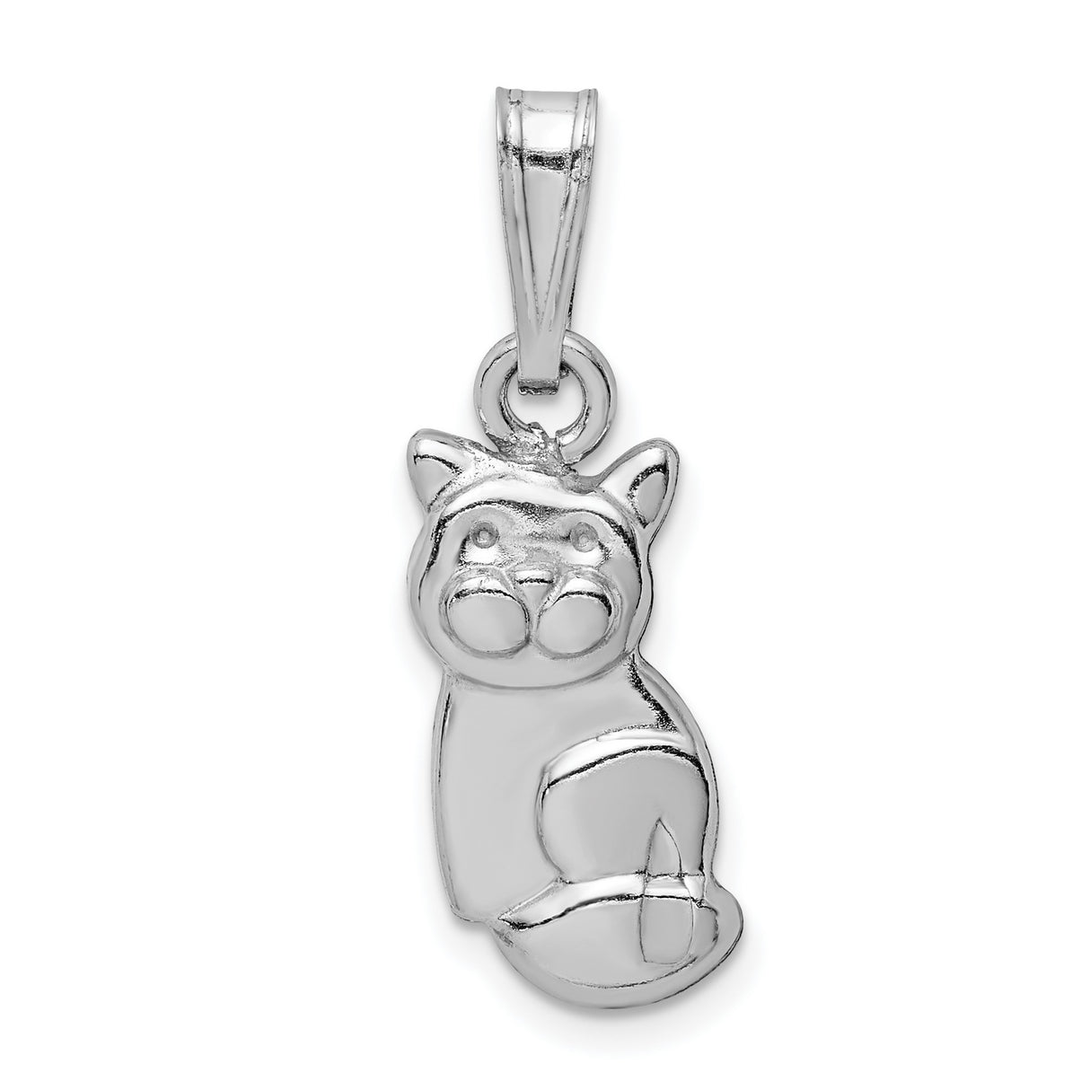 Polished Cat Charm Pendant in Real 925 Sterling Silver
