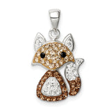 Sterling Silver Fox Pendant with Brown, White, and Black Crystals, Woodland Animal Jewelry Charm