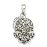 Sterling Silver Mouse Pendant with Clear and Pink Crystals, Whimsical Animal Charm