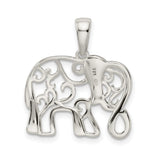 Sterling Silver Elephant Pendant with Filigree Scrollwork, Symbolic Boho Jewelry for Women