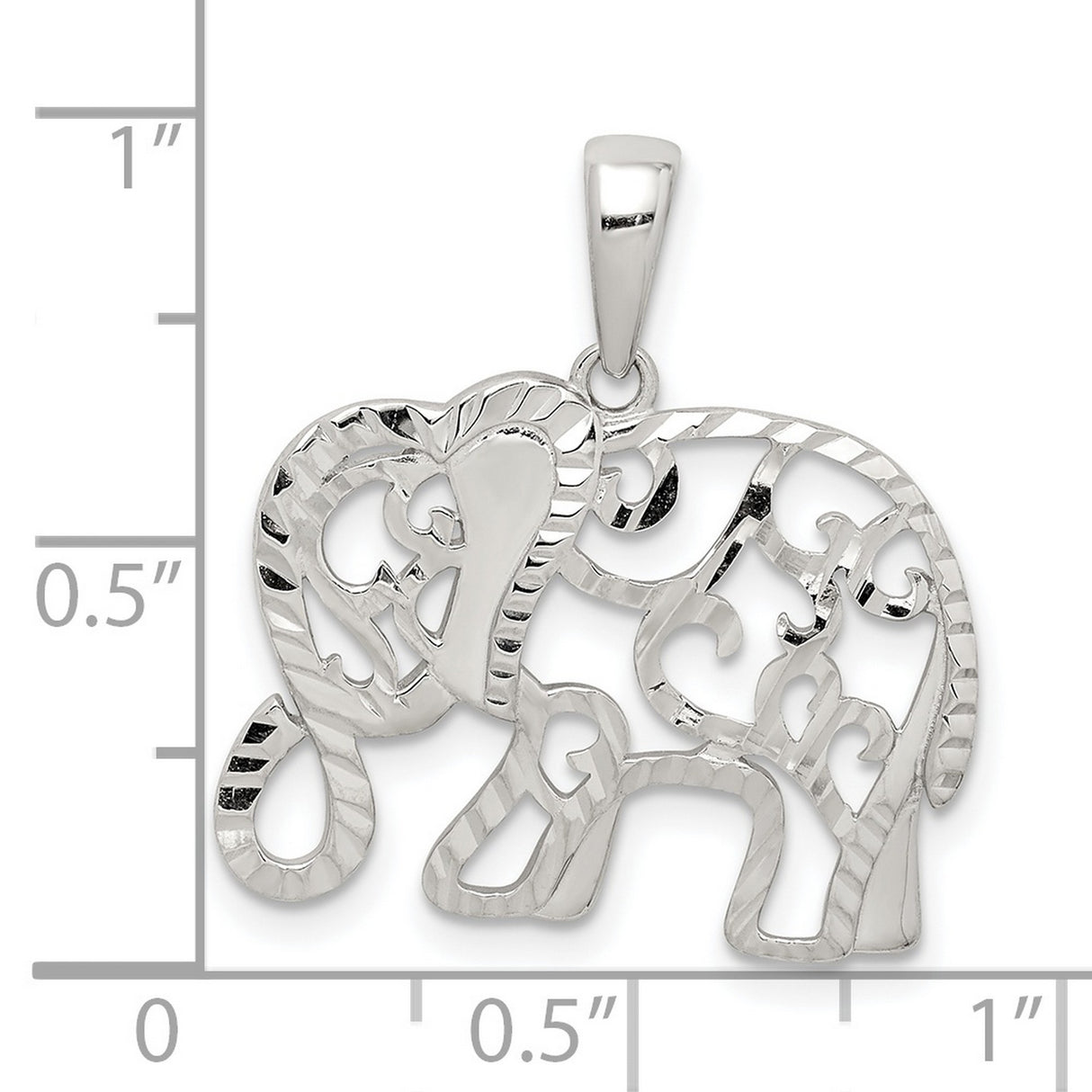 Sterling Silver Elephant Pendant with Filigree Scrollwork, Symbolic Boho Jewelry for Women