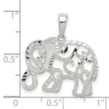 Sterling Silver Elephant Pendant with Filigree Scrollwork, Symbolic Boho Jewelry for Women