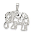 Sterling Silver Elephant Pendant with Filigree Scrollwork, Symbolic Boho Jewelry for Women