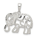 Sterling Silver Elephant Pendant with Filigree Scrollwork, Symbolic Boho Jewelry for Women