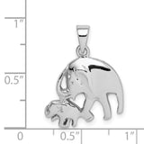 Sterling Silver Elephant Pendant with Mother and Baby, Family Symbol Charm