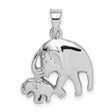 Sterling Silver Elephant Pendant with Mother and Baby, Family Symbol Charm