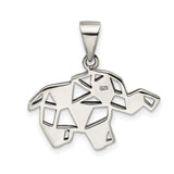 Sterling Silver Elephant Pendant with Geometric Design and Marcasite Accents