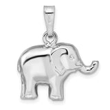 Sterling Silver Elephant Pendant with Raised Trunk for Good Luck and Wisdom