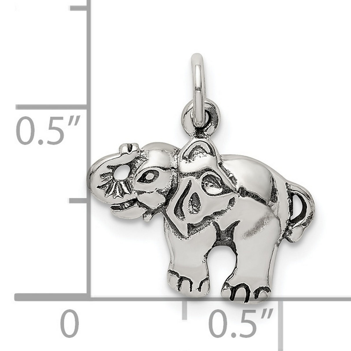 Sterling Silver Elephant Pendant with Raised Trunk, Symbolic Good Luck Amulet