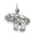 Sterling Silver Elephant Pendant with Raised Trunk, Symbolic Good Luck Amulet