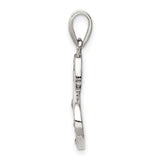 Antiqued Marcasite Swan Charm Pendant in Real 925 Sterling Silver