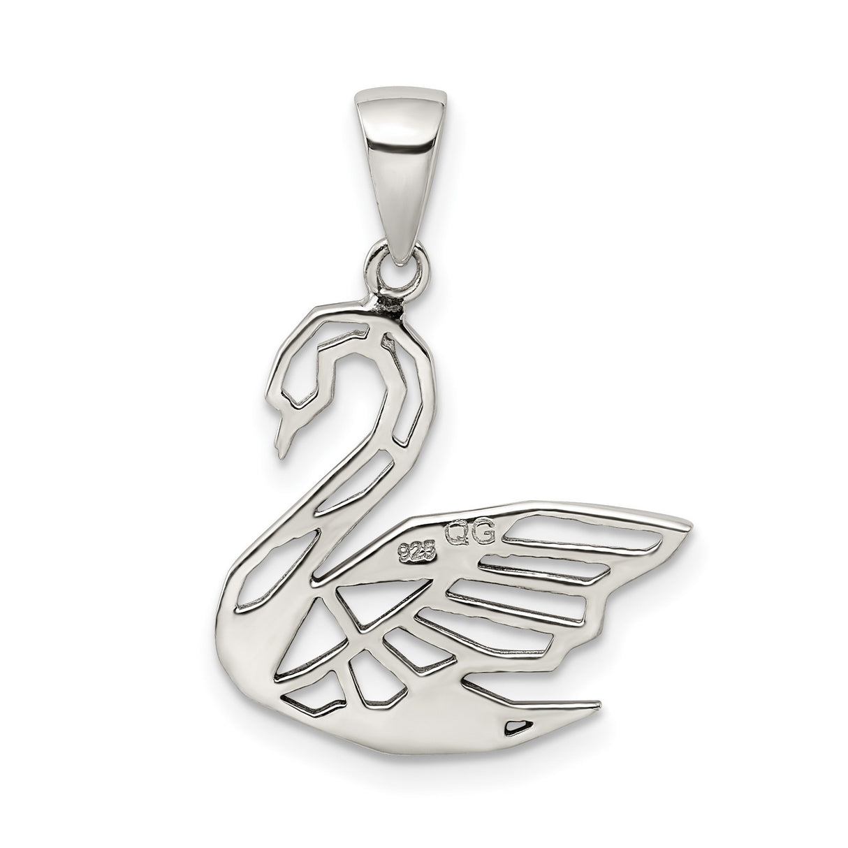 Antiqued Marcasite Swan Charm Pendant in Real 925 Sterling Silver