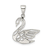 Antiqued Marcasite Swan Charm Pendant in Real 925 Sterling Silver