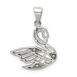 Antiqued Marcasite Swan Charm Pendant in Real 925 Sterling Silver