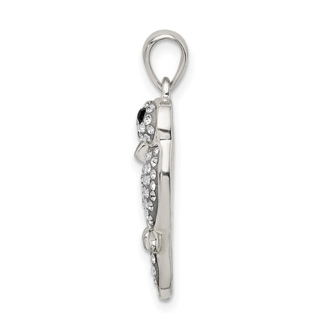 Sterling Silver Owl Pendant with Crystal Accents, Love and Wisdom Animal Theme Jewelry