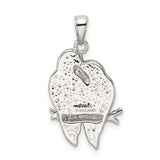 Sterling Silver Owl Pendant with Crystal Accents, Love and Wisdom Animal Theme Jewelry