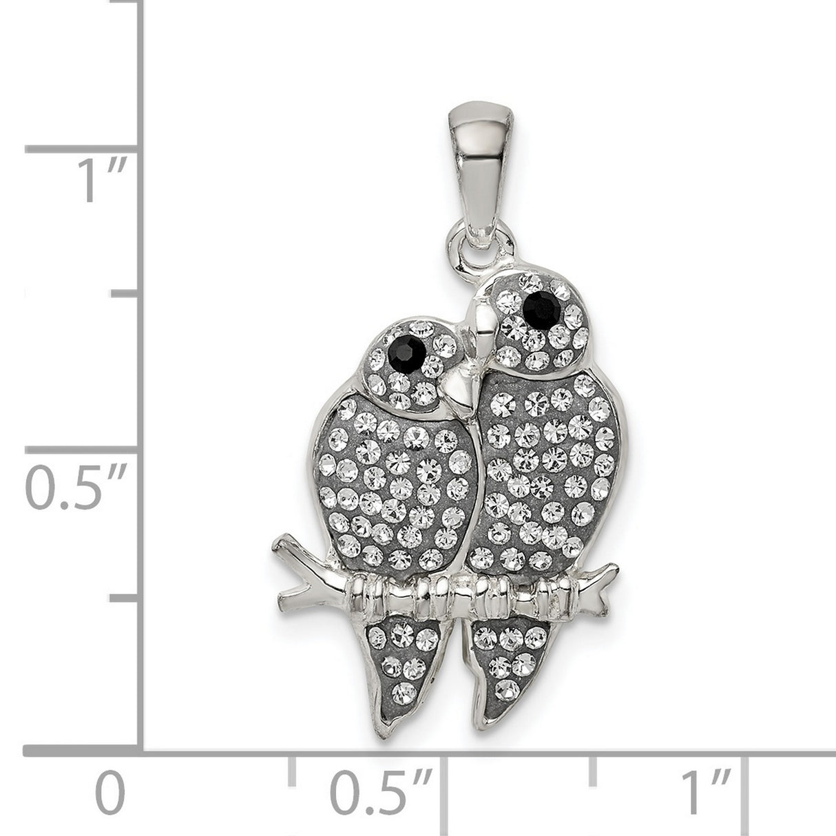 Sterling Silver Owl Pendant with Crystal Accents, Love and Wisdom Animal Theme Jewelry