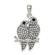 Sterling Silver Owl Pendant with Crystal Accents, Love and Wisdom Animal Theme Jewelry