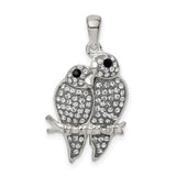 Sterling Silver Owl Pendant with Crystal Accents, Love and Wisdom Animal Theme Jewelry