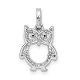 Sterling Silver Owl Pendant with Black Cubic Zirconia, Nature Theme Animal Jewelry