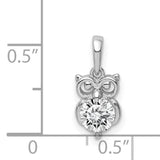 Sterling Silver Owl Pendant with Cubic Zirconia, Nature-Inspired Animal Jewelry for Women