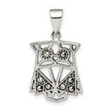 Sterling Silver Owl Pendant with Marcasite Accents, Boho Forest Motif, Intuition Totem for Women