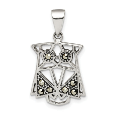 Sterling Silver Owl Pendant with Marcasite Accents, Boho Forest Motif, Intuition Totem for Women