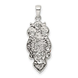 Sterling Silver Owl Pendant with Simulated Pearl and Crystal Accents, Enamel Detail, Nature Inspired