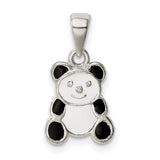 Sterling Silver Panda Pendant with Black and White Enamel Detailing, Animal Charm Jewelry