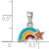 Sterling Silver Shooting Star Pendant with Rainbow Enamel Accents, Celestial Charm for Women