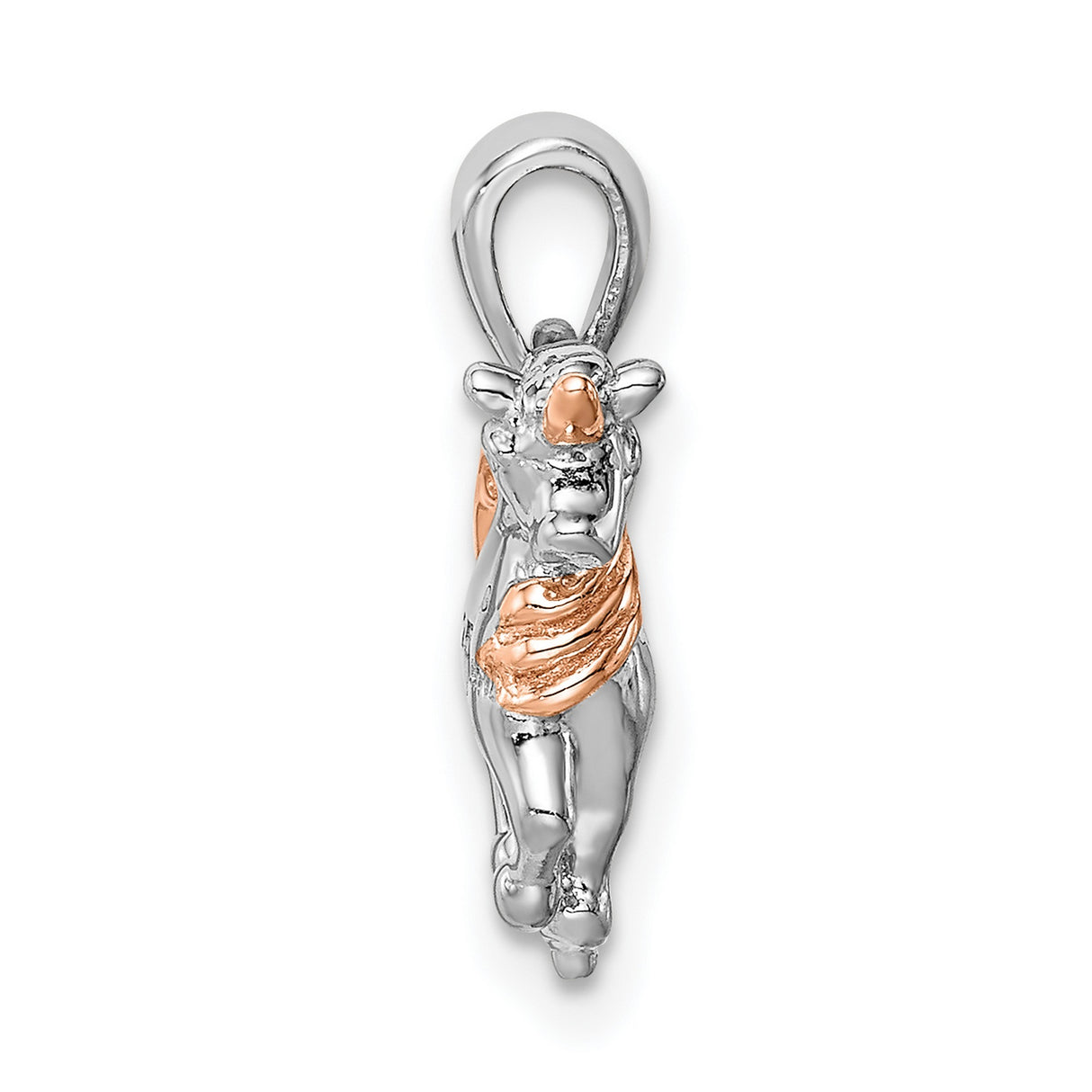 Sterling Silver Unicorn Pendant with Rose Gold Plated Mane and Horn, Whimsical Fantasy Charm