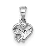 Sterling Silver Heart Pendant with Bold Red Enamel Center and Overlapping Heart Design