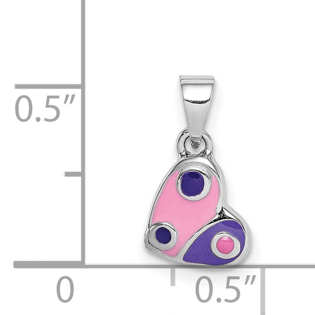 Sterling Silver Heart Pendant with Pink and Purple Yin Yang Enamel Design for Women