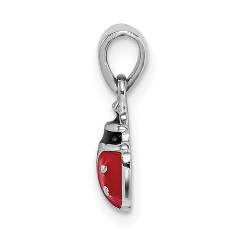 Sterling Silver Ladybug Pendant with Red and Black Enamel Detailing, Whimsical Nature Charm