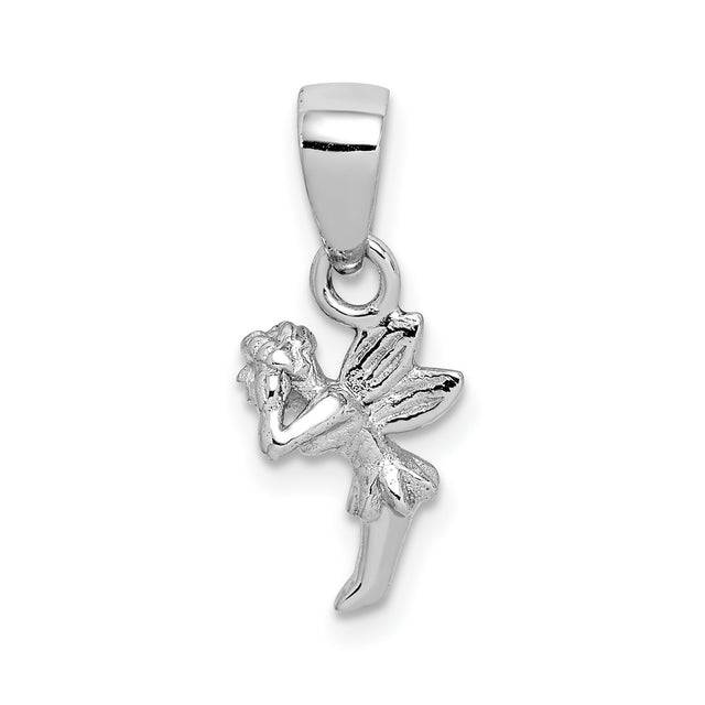 Sterling Silver Fairy Pendant with Graceful Winged Sprite, Whimsical Fantasy Jewelry