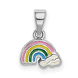 Sterling Silver Rainbow Pendant with Enamel Cloud Design, Whimsical LGBTQ Pride Jewelry