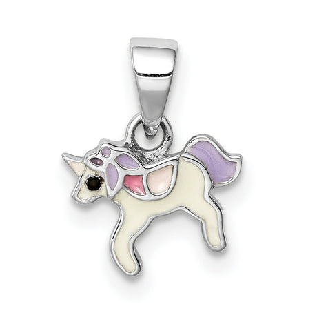 Sterling Silver Unicorn Pendant with Colorful Pastel Enamel, Whimsical Fantasy Jewelry for Girls