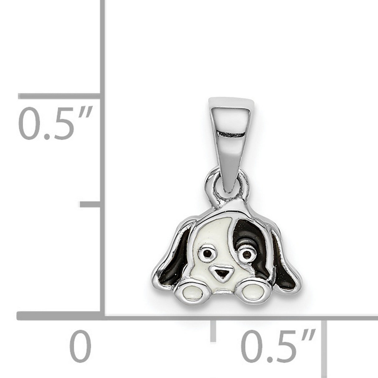 Sterling Silver Dog Pendant with Enamel Cartoon Puppy Face Design, Unisex Animal Charm Jewelry