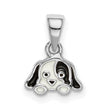 Sterling Silver Dog Pendant with Enamel Cartoon Puppy Face Design, Unisex Animal Charm Jewelry