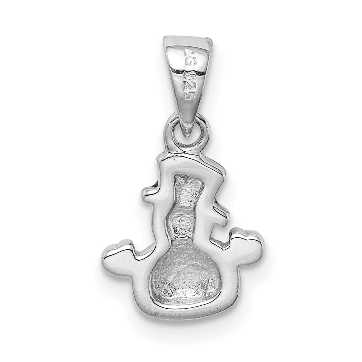Sterling Silver Snowman Pendant with Black Hat, Red Scarf, Green Mittens - Holiday Jewelry Charm