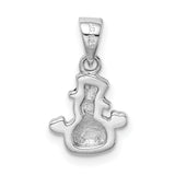 Sterling Silver Snowman Pendant with Black Hat, Red Scarf, Green Mittens - Holiday Jewelry Charm