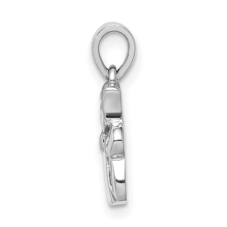 Childs Enameled White Cat Charm Pendant in Real 925 Sterling Silver